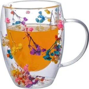 Staklena šalica s cvjetovima FLORA